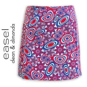 Stretch Cotton Designer Hearts Flowers & Butterflies short mini Skirt USA Made